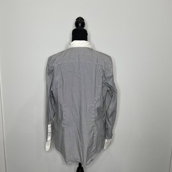 Ann Taylor Black and White Striped Button Up - Picture 4 of 6